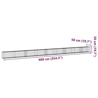 Schanskorf 900x50x50 cm gegalvaniseerd ijzer zilverkleurig