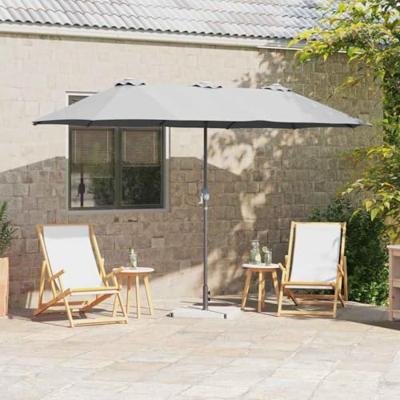 VidaXL Tuinparasol zand 370 x 197 x 239 cm polyester en aluminium VidaXL Tuinparasol zand 370 x 197 x 239 cm polyester en aluminium