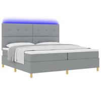 Boxspringbed met matras en LED stof lichtgrijs 200x200 cm - thumbnail
