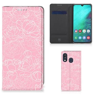 Samsung Galaxy A40 Smart Cover White Flowers Samsung Galaxy A40 Smart Cover White Flowers