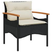 3-delige Loungeset met kussens poly rattan zwart - thumbnail