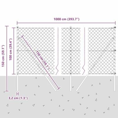 VidaXL Afrasteringspaal grijs 10 x 1 m (60 x 60 mm gaas) staal en pvc
