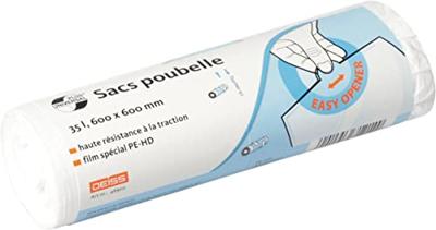 Universal Plus vuilniszak 10 micron, ft 60 x 60 cm, 35 liter, wit, rol van 50 stuks