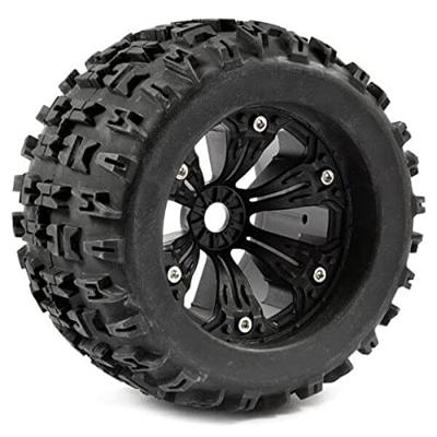 Fastrax Jigsaw MT banden op zwarte 6-spaaks velgen (1/2" offset) - 1/8 Truck & Truggy