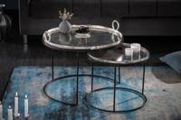 Set van 2 ronde salontafels ELEMENTS 65cm zilverzwart metalen bijzettafeltje - 40637 - thumbnail