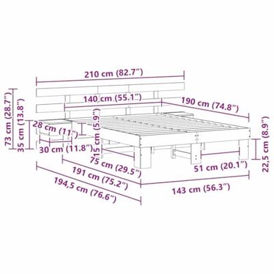 Bedframe met lade Bruin 140 x 190 cm