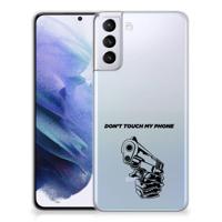 Samsung Galaxy S21 Plus Silicone-hoesje Gun Don't Touch My Phone - thumbnail