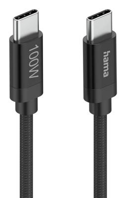 Hama Fabric USB-C - USB-C 100W 1.5 m nylon Oplader Zwart