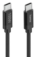 Hama Fabric USB-C - USB-C 100W 1.5 m nylon Oplader Zwart - thumbnail