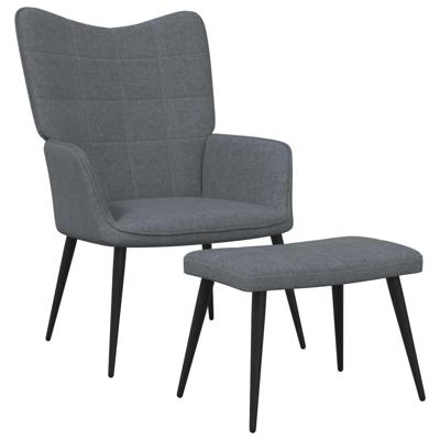 Relaxstoel met voetenbank stof donkergrijs Relaxstoel met voetenbank stof donkergrijs