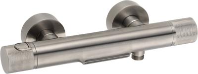 Ben Engraved Cross thermostatische badkraan met watervaluitloop en gravering gunmetal pvd-coating