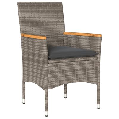 3-delige Tuinset met kussens poly rattan en glas grijs - thumbnail