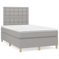 Boxspring met matras stof lichtgrijs 120x190 cm - thumbnail