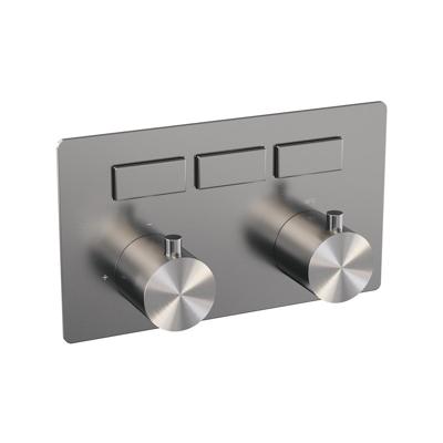 Brauer Brushed Edition - 3 Weg - Inbouwthermostaat - Drukknoppen - In/afbouwdelen - RVS Geborsteld PVD