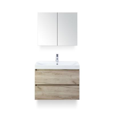 Maxx XL Badmeubelset 80 cm - Craft Oak - Wastafel Just 1 kraangat - met Spiegelkast