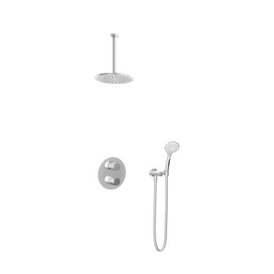 Hotbath Buddy - Inbouw Regendoucheset - Thermostatisch - Plafondbuis 30 cm - Hoofddouche 250 mm - Ronde Handdouche 3 Standen - met 2-Weg Stop-Omstel - Waterbesparend - V01