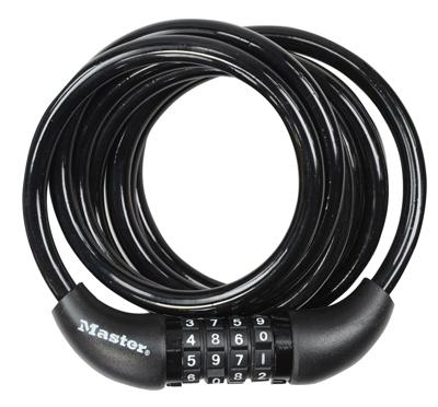 Fietsslot - MASTER LOCK - 8221EURDPRO - 1,8m gedraaide kabel - Programmeerbare combinatie