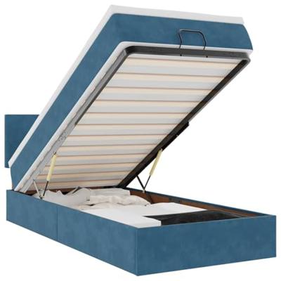 Ottoman bed met matras 100x200 cm fluweel donkerblauw