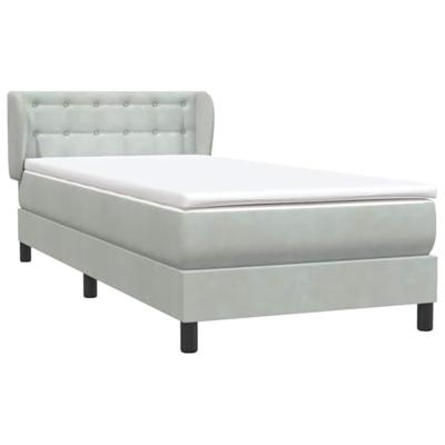 Boxspring met matras fluweel lichtgrijs 90x210 cm