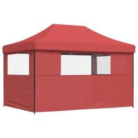 VidaXL Partytent inklapbaar pop-up met 3 zijwanden bordeauxrood - thumbnail
