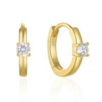 Klassieke Elenza Goudkleurige Oorbellen met Solitaire Zirkonia - Tijdloze Dames Sieraden - thumbnail