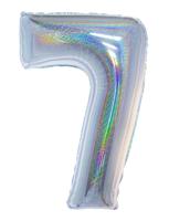 Folieballon Holografisch Zilver Cijfer &apos;7&apos; - 102cm - thumbnail