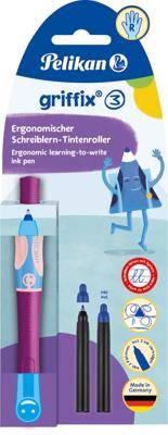 Pelikan Griffix roller, op blister, voor rechtshandigen, paars - blauw Pelikan Griffix roller, op blister, voor rechtshandigen, paars - blauw