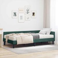 Hoekbedframe met Matras Anders 2 pcs Groen Fluweel - thumbnail
