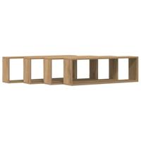Wandplank 4 pcs Ambachtelijk eiken 80 x 15 x 26 cm Bewerkt hout - thumbnail