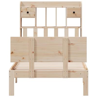 Bed met boekenkast zonder matras massief grenenhout 100x200 cm