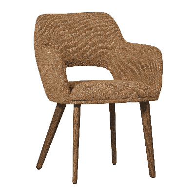 WOOOD Eetkamerstoel 'Murat' Chenille, kleur Geel/Bruin