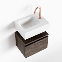 MONDIAZ ANDOR 40cm toiletmeubel dark brown. LEX 40cm wastafel talc links 1 kraangat - thumbnail