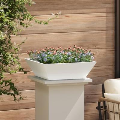 VidaXL Tuin bloempot 5 pcs wit 50 x 50 x 15 cm koudgewalst staal VidaXL Tuin bloempot 5 pcs wit 50 x 50 x 15 cm koudgewalst staal