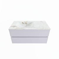 MONDIAZ VICA-DLUX 100cm badmeubel onderkast Cale 2 lades. Inbouw wastafel CLOUD links 1 kraangat, kleur Frappe. - thumbnail