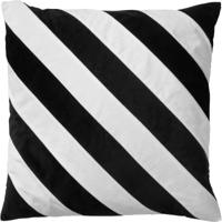 Dutch Decor - PEBBE - Kussenhoes velvet 45x45 cm - raven - zwart - wit - strepen - thumbnail
