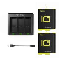 Telesin Charger For 3 Batteries + 2X accu voor GoPro 9,10,11,12 - thumbnail
