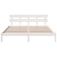 Bedframe met hoofdeinde Wit 180 x 200 cm Massief grenenhout - thumbnail