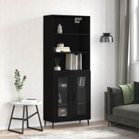 Hoge kast 69,5x34x180 cm bewerkt hout zwart - thumbnail
