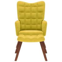 Relaxstoel met voetenbank fluweel geel - thumbnail