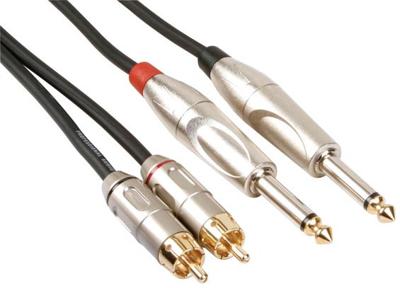 Rca-jack kabel 2 x rca mannelijk naar jack 6.35 mm mono 5 m Velleman - Velleman