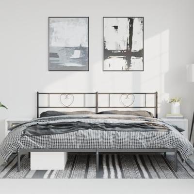 Bedframe met hoofdbord metaal zwart 183x213 cm