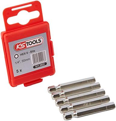 KS Tools 911.2822 Inbus-bit Speciaal staal Vernikkeld E 6.3 5 stuk(s) KS Tools 911.2822 Inbus-bit Speciaal staal Vernikkeld E 6.3 5 stuk(s)
