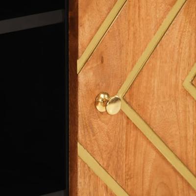 Dressoir 90x33,5x75 cm massief mangohout bruin en zwart