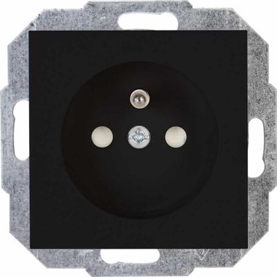 Kopp HK07 stopcontact enkel met penaarde kinderveilig mat-zwart HK07 940450002