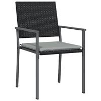 Tuinstoelen 2 st met kussens 54x62,5x89 cm poly rattan zwart - thumbnail