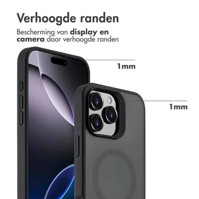 Accezz Rugged Frosted met MagSafe voor Apple iPhone 16 Pro Max Telefoonhoesje Zwart
