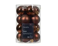 Decoris kerstballen set glas 16st espresso 3,5cm - thumbnail
