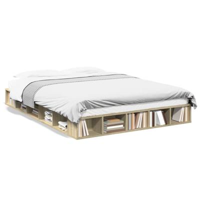 Bedframe bewerkt hout sonoma eikenkleurig 160x200 cm - thumbnail