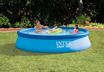 Intex easy set pool 128132np, ø 366 x 76 cm zwembad (lichtblauw/donkerblauw, met patroonfiltersysteem eco 604)