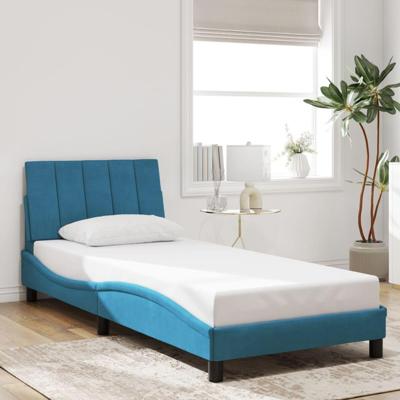 Bedframe zonder matras "Hanko" fluweel blauw 80x200 cm